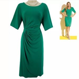 20 2X▪️EMERALD GREEN FAUX-WRAP DRESS Plus Size